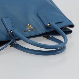PRADA Galleria Hand Bag Safiano Leather Blue Gold