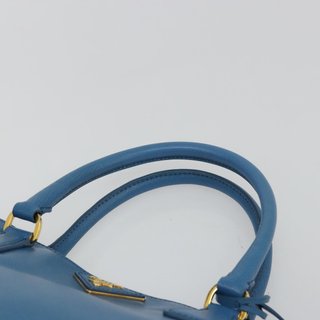 PRADA Galleria Hand Bag Safiano Leather Blue Gold