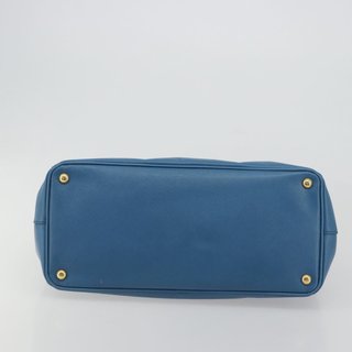 PRADA Galleria Hand Bag Safiano Leather Blue Gold