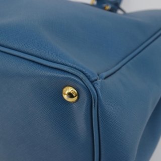 PRADA Galleria Hand Bag Safiano Leather Blue Gold