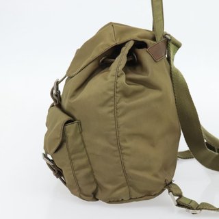 PRADA Backpack Nylon Khaki Silver Auth 171259 -