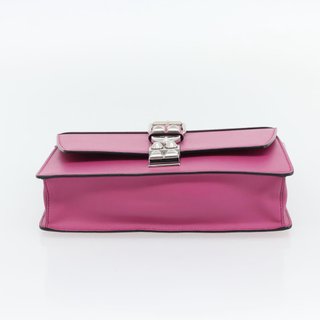 PRADA Clutch Bag Leather Pink Silver Auth 181770A