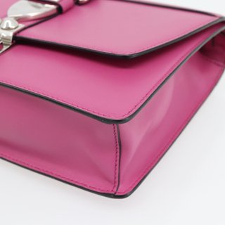 PRADA Clutch Bag Leather Pink Silver Auth 181770A