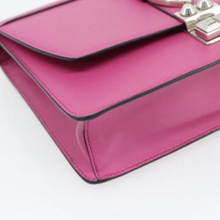 PRADA Clutch Bag Leather Pink Silver Auth 181770A