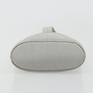 CHANEL Choco Bar Hand Pouch Nylon Silver CC Auth