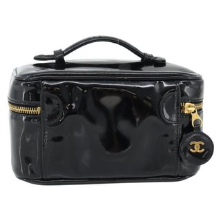 CHANEL COCO Mark Vanity Hand Bag Patent Leather