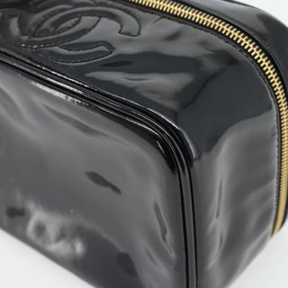 CHANEL COCO Mark Vanity Hand Bag Patent Leather