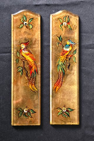 2 Pannelli Vetro Decorativi Dipinti