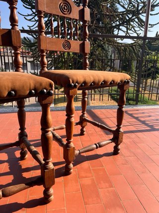 Coppia Sedie Vintage in Legno e Tessuto