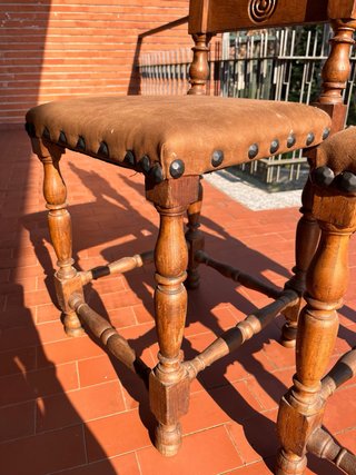 Coppia Sedie Vintage in Legno e Tessuto