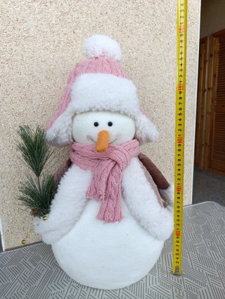 Muñeco de Nieve Decorativo Rosa y Blanco 50 cm