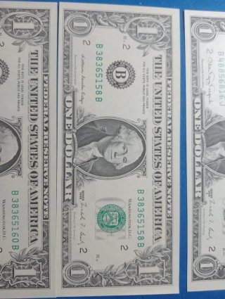 4 Banconote Dollari USA 1 Dollar