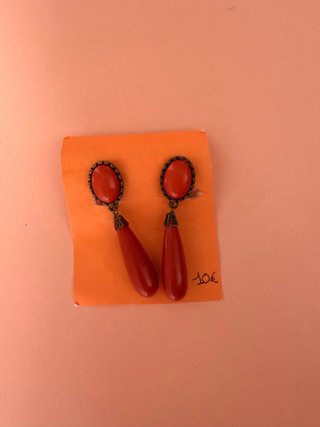 Pendientes flamencos lágrima naranja