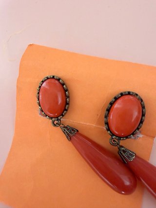 Pendientes flamencos lágrima naranja