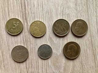 Lote 7 monedas antiguas de Bélgica 1966-1989