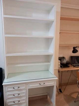 Escritorio de madera maciza con tapa mesa de crist