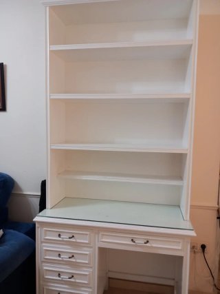 Escritorio de madera maciza con tapa mesa de crist