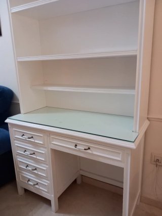 Escritorio de madera maciza con tapa mesa de crist