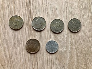 Lote 6 monedas antiguas de Luxemburgo 1953-1968