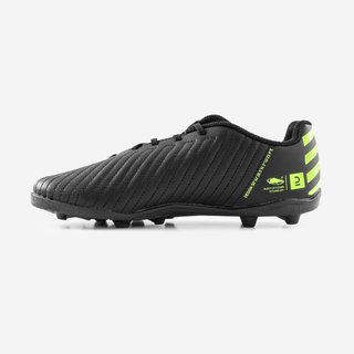 Botas de fútbol niño con cordones 100 FG negro y amarillo
