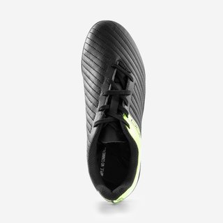 Botas de fútbol niño con cordones 100 FG negro y amarillo