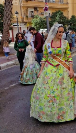 Traje de Fallera Verde Multicolor