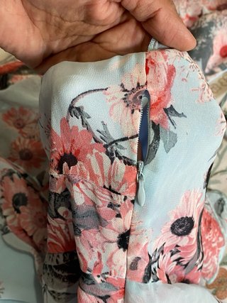 Vestido floral azul y rosa mujer