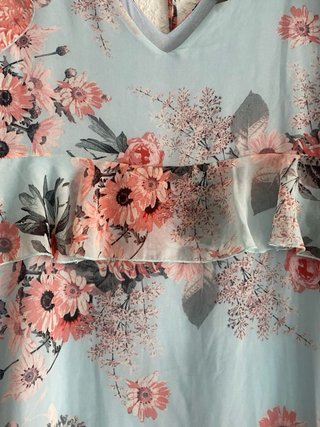 Vestido floral azul y rosa mujer