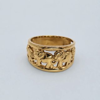 Anillo Oro 18k Elefantes Calados