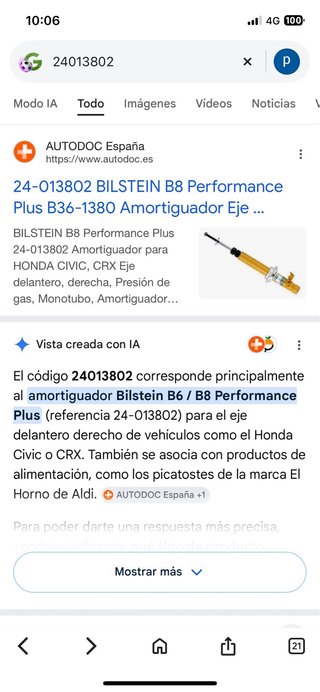 Amortiguador Bilstein Coche honda civic 24-013802