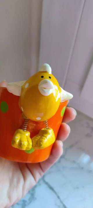 Vasetto gallina arancione e giallo