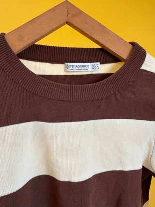 Jersey Stradivarius rayas marrón y blanco Talla XS