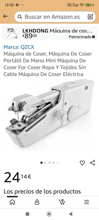 Máquina de coser eléctrica portátil con su caja