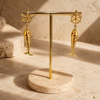 Pendientes Oro 18k Peces con Rubíes JAE-TRA2477
