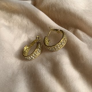 Pendientes Aro Cristales Dorados Chunky