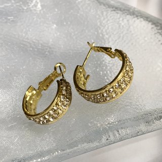 Pendientes Aro Cristales Dorados Chunky
