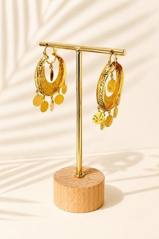 Pendientes aro con medallas oro 18kl JAE-TRA2385