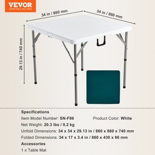 Mesa de Mahjong, Mesa de Cartas Plegable para 4 Jugadores con Superficie Verde Resistente al Desgaste, Mesa Cuadrada Bi-Folding Portátil para Dominó con Asa de Transporte para Camping al Aire Libr...