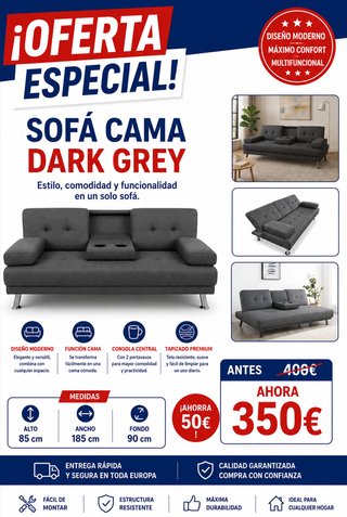 Sofá Cama Gris Oscuro