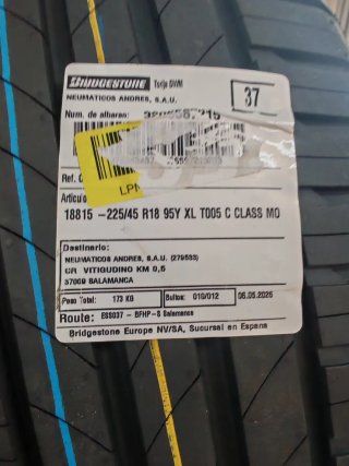Neumático Bridgestone Turanza T005 225/45 R18 95Y