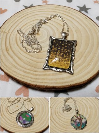 Lote 3 colgantes camafeos cristal