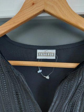 Talla L - Blusa negra gasa y terciopelo