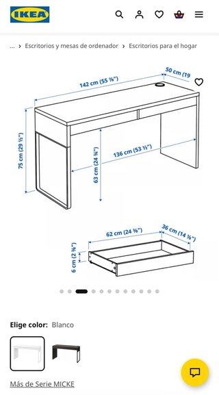 Scrivania con cassetti Micke Ikea Bianca