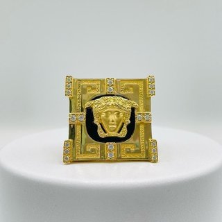 SELLO CUADRADO MEDUSA ONIX Y CIRCONITAS