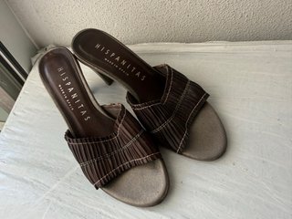 Sandalias Hispanitas tacón cuero marrón