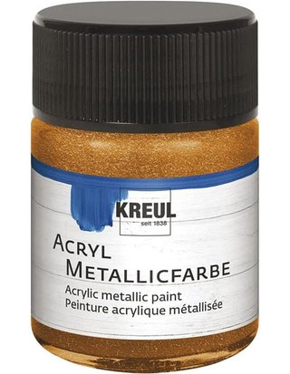KREUL 77583 Pintura acrílica metálica a base de agua - cremosa opaca - de secado rápido y desvanecimiento - 1.7 fl oz de vidrio dor