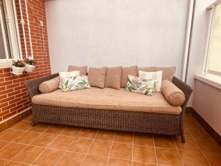 Divano esterno in rattan beige e marrone Torrevieja