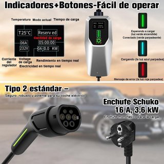 Cargador EV portátil Tipo 2 3,6KW NUEVO