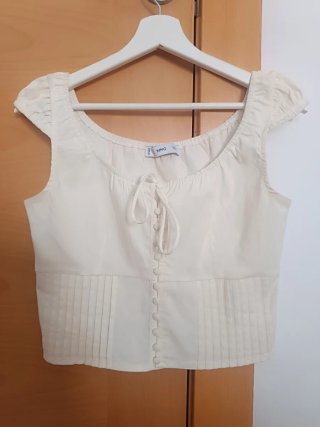 Top crop Mango botones beige/blanco Talla S