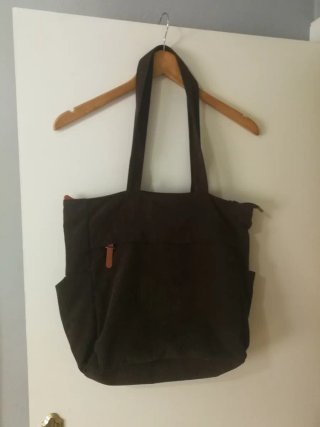 Bolso pana marrón grande para portátil